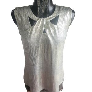 Champagne By Le Grenier Shimmery Gold Sleeveless Top M